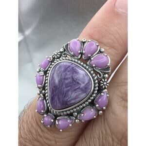CHAROITE STERLING SILVER 925 GEMSTONE RING SIZE 8